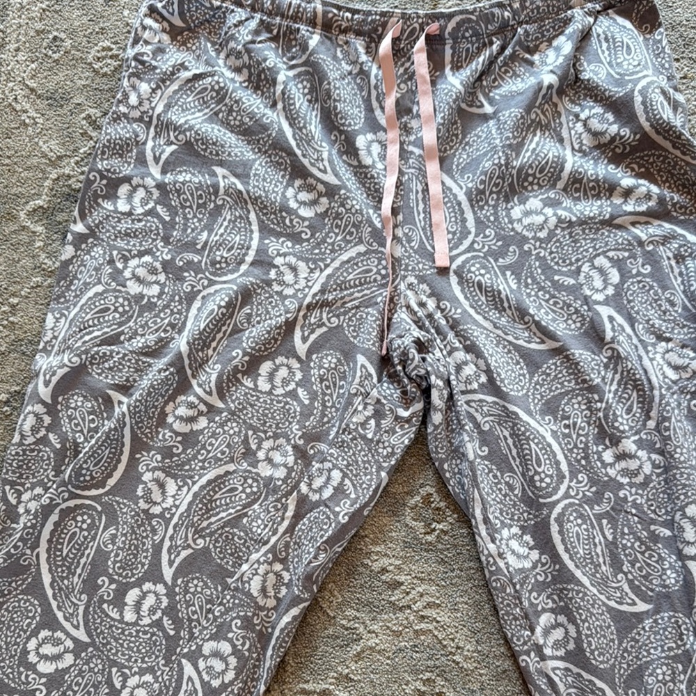 Paisley Print Pajama Pants with Pink Accents